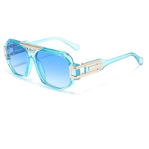 Lunettes de soleil vintage tendance pour femmes rétro classiques grand format avec verres bleus