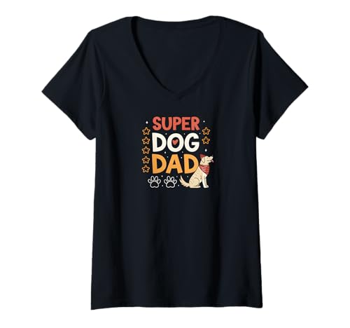 Donna Funny Awesome Super Dog Dad Gifts Maglietta con Collo a V