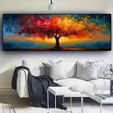 Póster abstracto extragrande del Árbol de la Vida, estilo moderno y vibrante (60x180cm/sin marco)