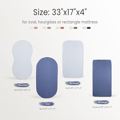 Image of lulumoon Baby Muslin Bassinet Sheets: Cotton Bassinet Sheets Neutral for Boys and Girls - Fitted for Oval Rectangle or Hourglass