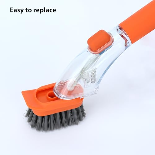Image of DAPOWER Dish Brush Refill Head, Replaceable Nylon Bristles Brush Heads - 2 Pack (Orange)