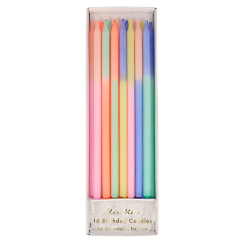 Meri Meri Happy Birthday Candles for Cake - Pack of 16, 2 Sizes, Unscented