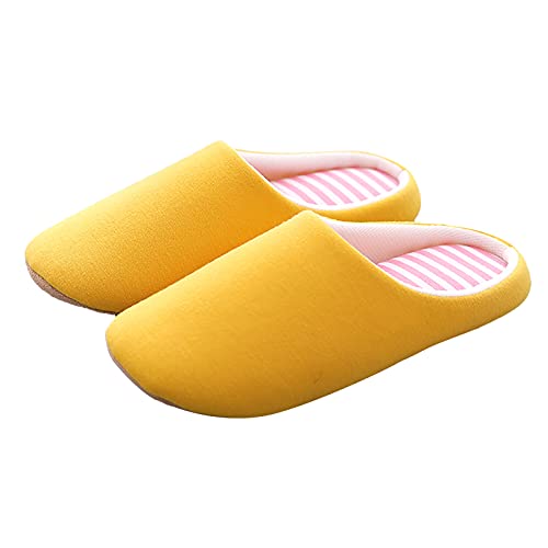 Womens Indoor Memory Foam Cotton Slippers Slip On House Shoes Flats Lightweight Non-Slip Rubber Soles Cozy Soft Home Slides Unisex Men Women Solid Color Comfortable Closed Toe Slippers4