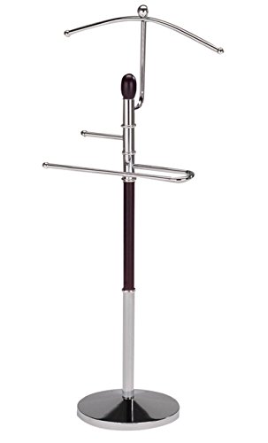 Kings Brand Wood & Metal Suit Valet Rack Stand Organizer, Walnut Finish