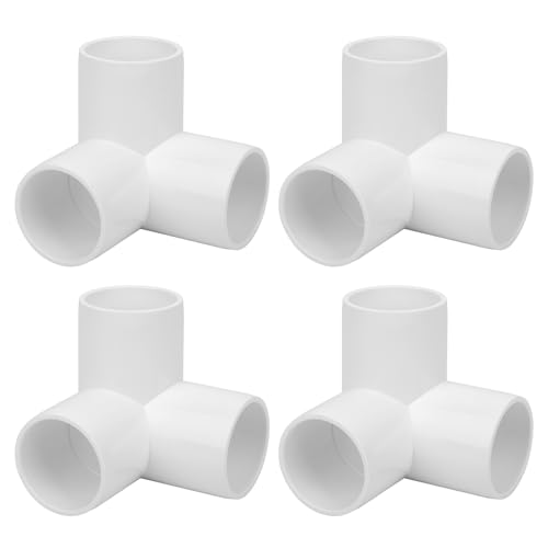Lswteiz 4Pack 1-1/2In 3-Way Elbow Pvc Fittings Furniture Grade Sch40 1.50' Tee 3 Way Pvc Pipe Fittings Connector For Diy Garden Shelf, Greenhouse Frame Tent Connections