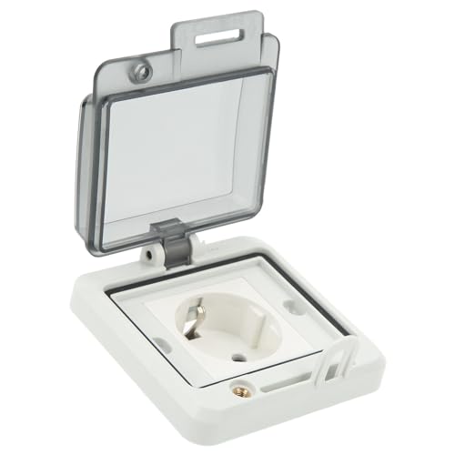 Cyllde Toma De Pared Impermeable IP66 Estándar De La UE - Enchufe Adaptador De Enchufe Oculto Montado En La Pared con Carcasa De PC, 250 V 16 Uso En Exteriores