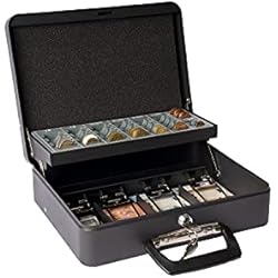 Maletin Money In The Bank Arregui, Cashier Clip C9244H-EUR Caja Caudales con Llave para Contar y Transportar Dinero, Caja de acero con bandeja para Monedas y clips Billetes, Caja fuerte portatil con asa maletín, Negro