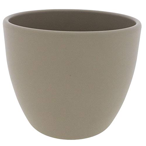 Annastore Blumenübertopf AVA aus Keramik Pflanztopf Blumentopf Keramiktopf Übertopf für Blumen (Taupe/Matt, Ø 17 cm/H 15 cm)