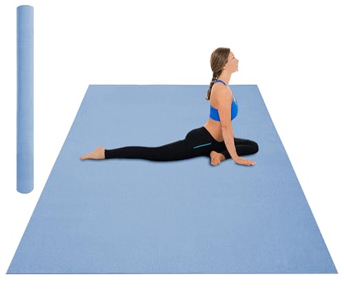 Tappetini YOGA - Tappeto Per Esercizi Grande XXL 180 x 200 Cm Antiscivolo Resistente Tappetino Allenamento Casa Palestra Materassino Fitness Pilates Yoga In Pvc Arrotolabile Facile Trasporto - Azzurro