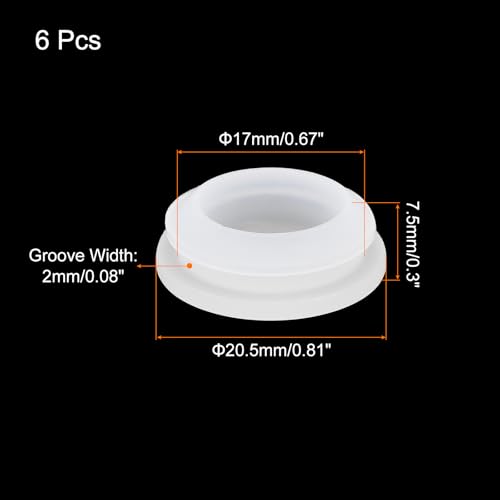 Image of MECCANIXITY 6pcs Silicone Snap in Locking Hole Plugs,17mm /0.7 Inch Mounting Diameter Narrow Groove Width 2mm Panel Seal Cover Round for Kitchen Bulkheads Waterproof Sealing Plugs Clear