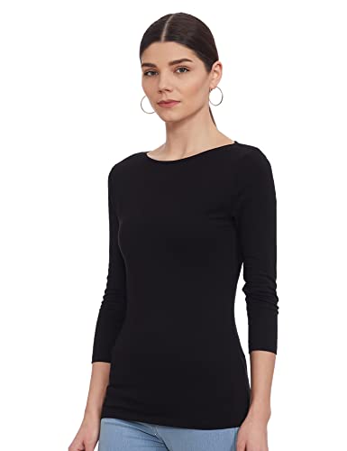 Image of Marks & Spencer Womens Solid Cotton Blend Boat Neck Slim Fit T-Shirt