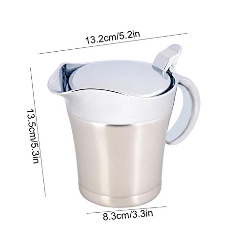 Foto von 450 ML / 750 ML 304 Edelstahl Thermosoße Topf Doppelwandige Isolierte Sauciere Topf Servierkanne Eimer für Saft Tomatensoße Küche Liefert(450ML)