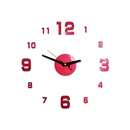 AkoMatial Reloj de pared con efecto espejo acrílico 3D, funciona con pilas, adhesivo decorativo para el hogar o el dormitorio