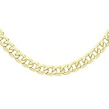CARISSIMA Unisex 9ct Yellow Gold 7 mm Diamond Cut Flat Curb Chain Neckalce of Length 51 cm/20 Inch
