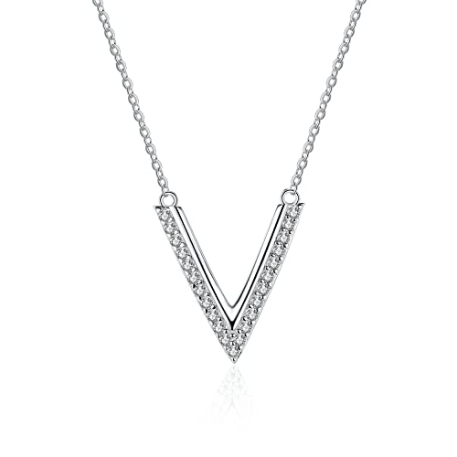 Collier moissanite femme en argent en V, le cadeau d'anniversaire idéal