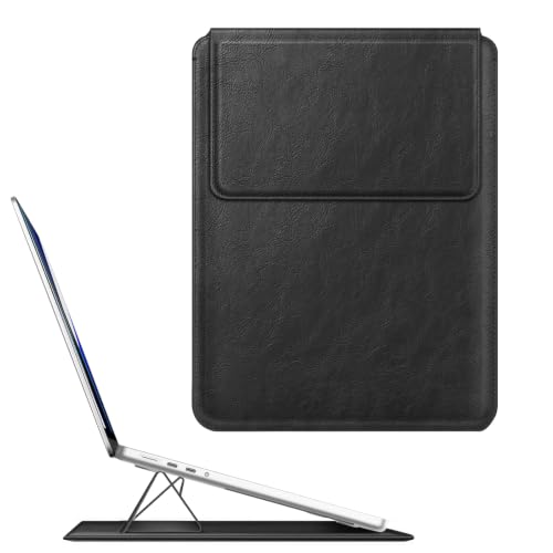 Image of Fintie Sleeve Case for MacBook Neo 13 Inch, MacBook Air 13.6 /13.3 Inch, MacBook Pro 13 Inch, Other Up to 13 inch Laptop Tablet - Slim Bag Cover with Stand, Synthetic Leather, Magnetic Closure, Black