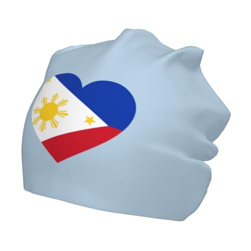 Love Philippines National Flag Children Hip Hop Knitted Hat Kids Elastic Leisure Knit Cap Warm Sleep Beanies Black
