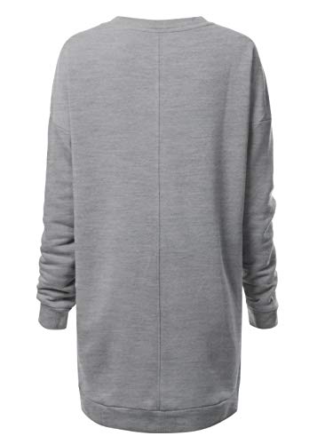 Design by Olivia Women's Casual Oversized Loose Fit V-Neck Fleece Pullover Sweatshirts Tunic Fall Outfits S~3X2