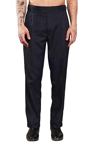 Image of Gurkha Pants for Men | Trouser for Men | Formal Pant | Double Button | Loose Fit Trouser High Waist Pleated Casual Trousers | Vintage Straight Leg Pants for Office Smart Casual Travel Party