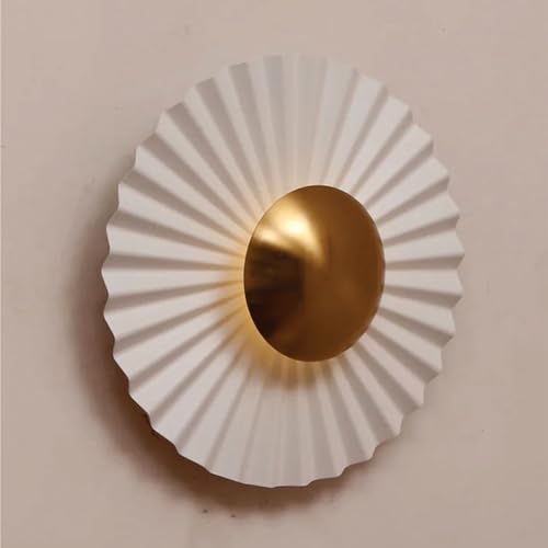 Image of Luxury Sunburst Wall Light - White & Gold Metal Finish | 3-in-1 LED Decorative Wall Sconce | Modern Light Fixture for Living Room, Bedroom & Hallway Decor, Home & Office