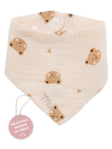 wunderwunsch Baby Halstuch, Babygeschenk, Geschenk zur Geburt, Dreieckstuch Kinder, Taufgeschenk personalisiert mit ...