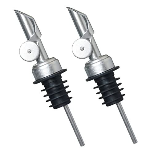 COLLBATH 2pcs Stainless Steel Wine Pourer Oil Dispenser Spout Beverage Bottle Stoppers Olive Oil Spouts for Bottles Cooking Oil Dispenser Vinegar Bottle Stopper Spout Silver