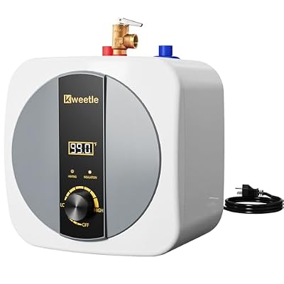 Kweetle 2.5 Gallon Under Sink Water Heater, 110V 1500W Electric Mini Tank with Pressure Relief Valve & Digital Display, Instant Hot Water for Kitchen Bathroom Salon RV, Wall or Floor Mounted
