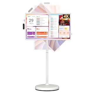 ApoloSign 32 inch UHD 4K Smart Portable TV Gen2, 16G +256G Storage, Android 15 OS, 15000mAh, Rolling TV on Wheels with Rotatable Touch Screen, Built-in Battery, Full Swivel Rotation, Voice Remote