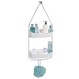 Bath Bliss 2 Way Convertible Bathroom Shower Caddy | Adjustable Mounting Arms | Loofah & Razor Hooks | Storage & Organization | Rust Resistant | Large and Small Bottles | White