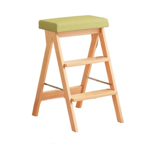 WLH Alexanders Escalon Taburete de Escalera de Madera Maciza, Plegable, portátil, Apto for Cocina, baño y Oficina. banqueta(Legno,Groen)
