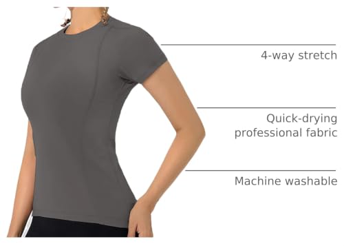 Image of Loovoo Women Workout Shirts, 1 /2 /3 Pack Short Sleeve Compression Tee | Tight Fit Gym Basic Tops, Athletic Quick Dry Crew Neck 4-Way Stretch, Flat Seams Ideal for Yoga, Gym, Running and Daily Wear