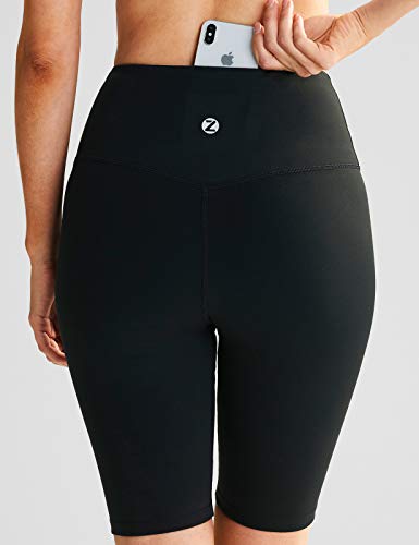 ZUTY 10" Biker Shorts Women High Waisted with 2 Hidden Pockets Workout Athletic Running Yoga Long Shorts4