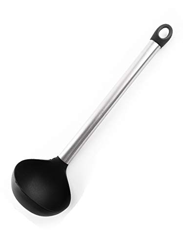 Bi-Komfort Cucharón de Sopa, cucharón de Cocina de Silicona Mango de Acero Inoxidable, cucharón Profundo, cucharón para Servir