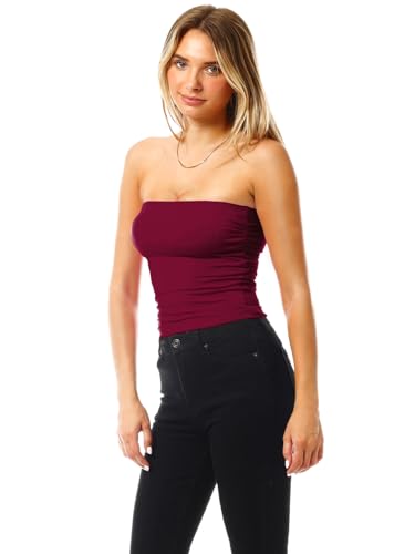 Image of MixMatchy Women's 3 Pack Tube Top Built-in Bra Strapless Ruched Bandeau
