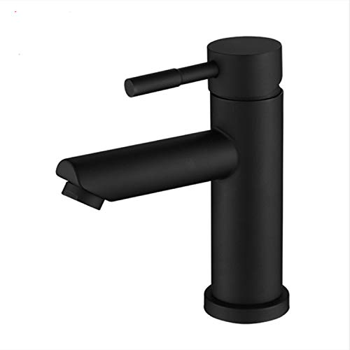 Matt Black Bathroom tap, Modern Round Basin Tap, Single Lever Mixer, Matte Black