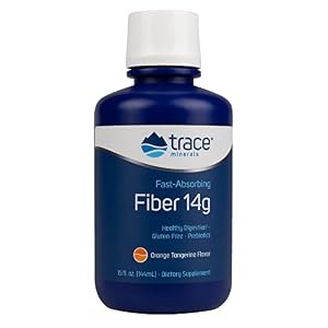 Trace Minerals | Fast Absorbing Fiber 14g Liquid Supplement | Natural Additive for Healthy Digestion and Normal Bowel Movement | Gluten Free | Orange Tangerine | 14 g, 15 oz