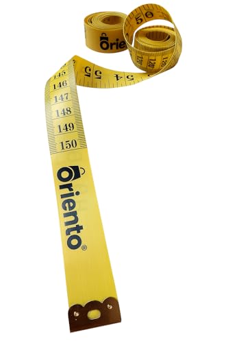 Oriento Maßband für Körper 150 cm/60 Zoll – Doppelseitiges Flexibles Körper Maßband zum Nähen, Basteln und für Gewichtsabnahme – Biegsames Schneidermaßband mit Zentimeter- und Zollangaben (Gelb)