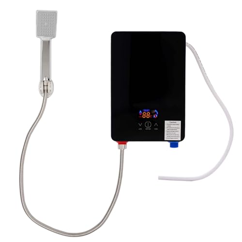 Owneed Chauffe-eau électronique instantané 6500 W 220 V avec affichage de la température LED et boutons tactiles, chauffe-eau instantané avec douchette et tuyau pour cuisine, salle de bain