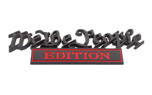 Image of Pair Set We The People Edition Metal Emblem 3D Badge Decal Fits for Universal Vehicle, Car, Truck, SUV Decoration (Black Red)