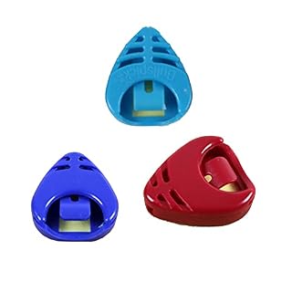Rayzm Lot de 3 supports en plastique pour médiators de guitare, couleur bleue, bleu clair et rouge - Les Beatles, Paul McCartney, John Lennon, RIngo Starr, George Harrison