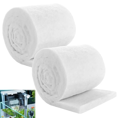 YAYODS 2X 200cm (4 Meter) Aquarium Filterwatte - 3cm Dicke - Hochverdichteter Filterschwamm zur mechanischen Filtration - Strukturstabiles Filtermaterial (12cm Breite) - Universell zuschneidbar