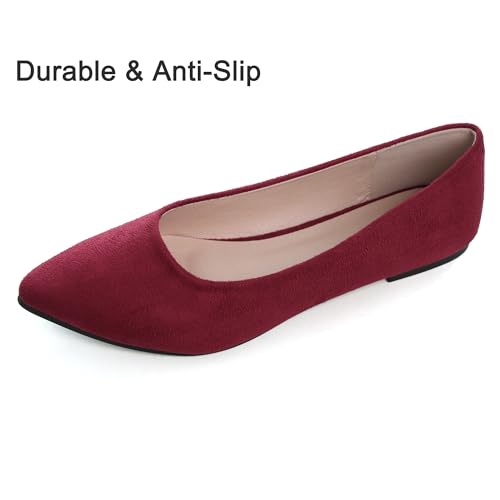 Image of Dear Time Women's Pointed Toe Ballet Flats Simple Casual Office Work Flats Slip-on Comfortable Shoes