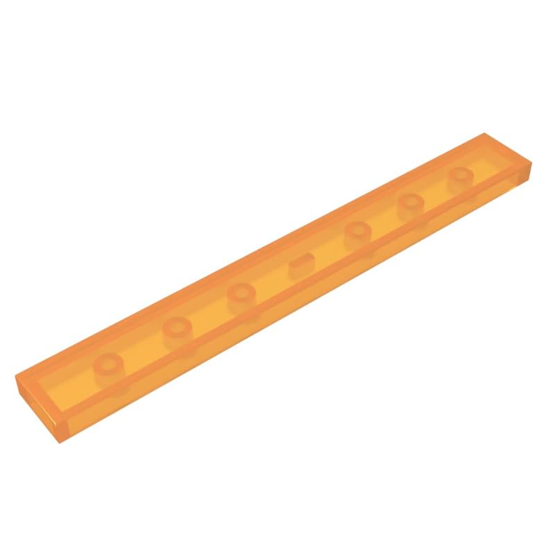 Gobricks GDS-565 Tile 1 x 8 with Groove 50PCS Compatible with Lego 4162 4211481 DIY Parts and MOC Components for Major Brick Brands Color?Trans Orange 182