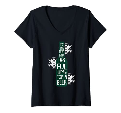 Mujer Es el tiempo más maravilloso Navidad divertido juego de palabras humor X-mas Camiseta Cuello V