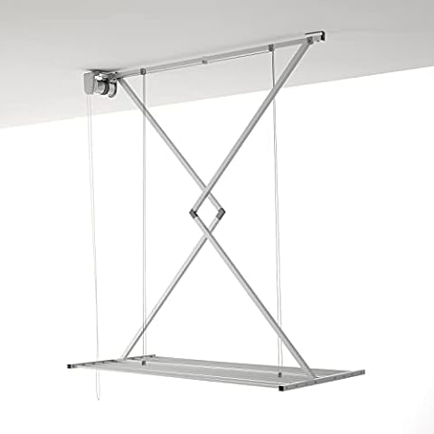 Foxydry Mini, Decke-Wäscheständer, vertikaler Wäscheständer, zusammenklappbar in Aluminium und Stahl (Grau, 150) Cover