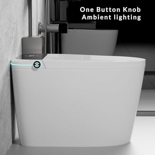 WinZo Smart Toilet, One Piece Bidet Toilet con Auto Apertura y Cierre, Auto Flush, Sensor de Pie, Secado por Movimiento, Asiento Calefaccionado, Altura ADA, con Panel Negro miniatura 3