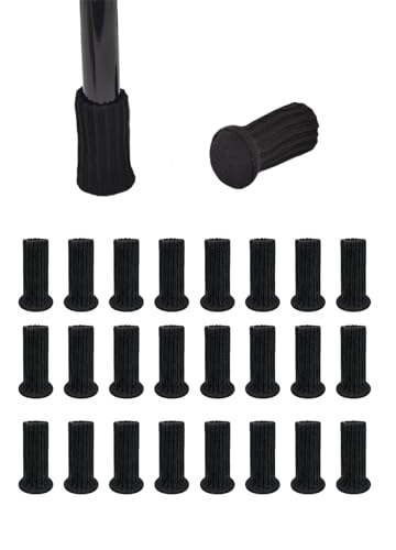 Stuhlsocken 24 Stück Elastisch Möbelsocken Gestrickte Filz Rund Stuhlbeinkappen Stuhlbeinschoner Ideal Filzgleiter für Stühle Vermeiden Kratzer und Lärm (Schwarz)