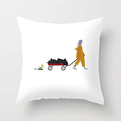 Throw Pillow Cover 18X18 inch Decorative Pillow Case Cushion Cover for Holiday Decoration Home Sofa Living Room Car Decor - Billie Eilish