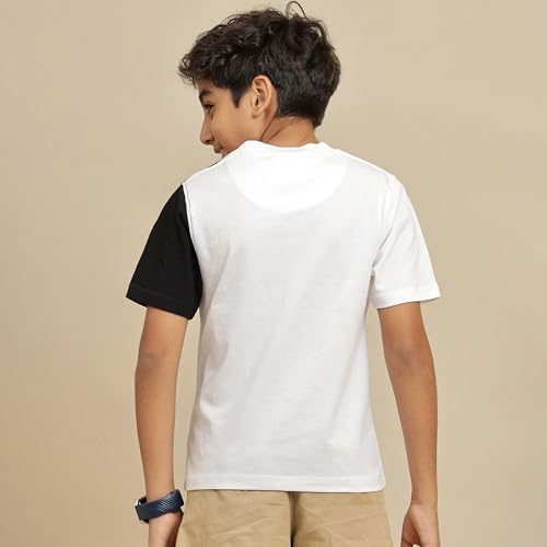Image of Kidsville Official Minecraft Steve, Alex & Creeper Half Sleeves Round Neck Graphic Printed Regular Fit Pure Breathable Cotton Fabric Tshirt for Boys