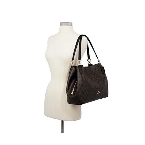 Coach Pebble Leather Hallie Shoulder Bag (IM/Brown/Black)